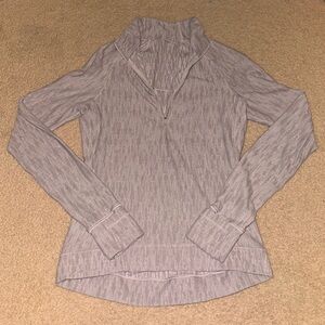 Lululemon Heathered Light Gray/Beige Quarter-Zip Long Sleeve